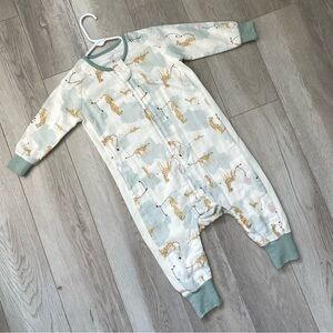 Nest Designs Footie bamboo pima cheetah zip baby Blue size 12-18 months 0.6 TOG